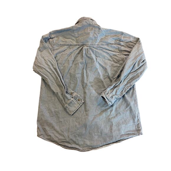 Wrangler Men's Casual Button-Down Shirt Light Blue Large Cotton Rugged Wear - Picture 6 of 6